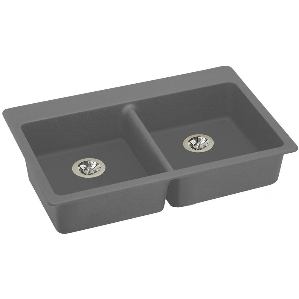Elkay - Quartz Classic 33'' x 22'' x 5-1/2'' Drop-in ADA Sink with Perfect Drain, Greystone - Greystone