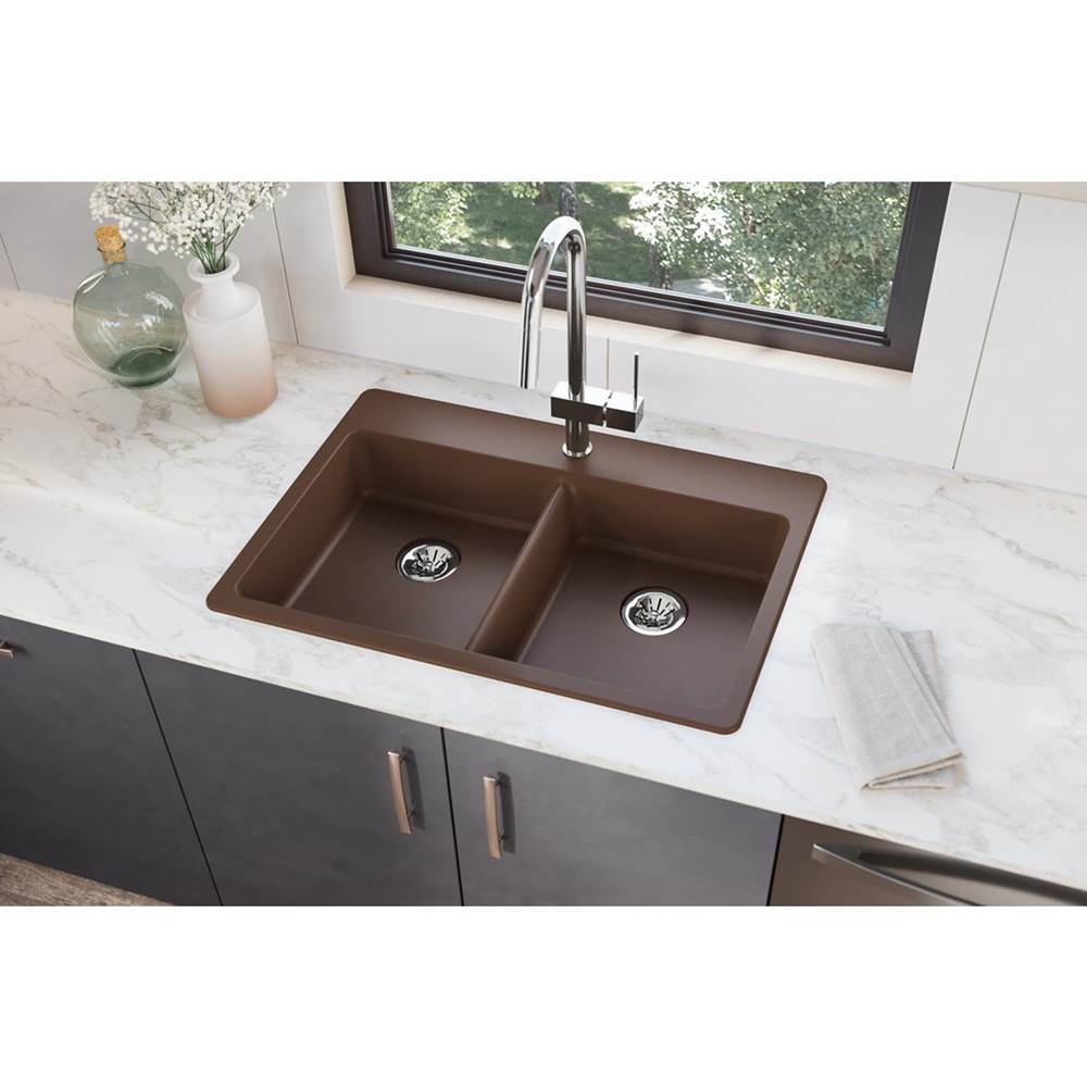 Quartz Classic 33'' x 22'' x 5-1/2'' Drop-in ADA Sink with Perfect Drain, Black