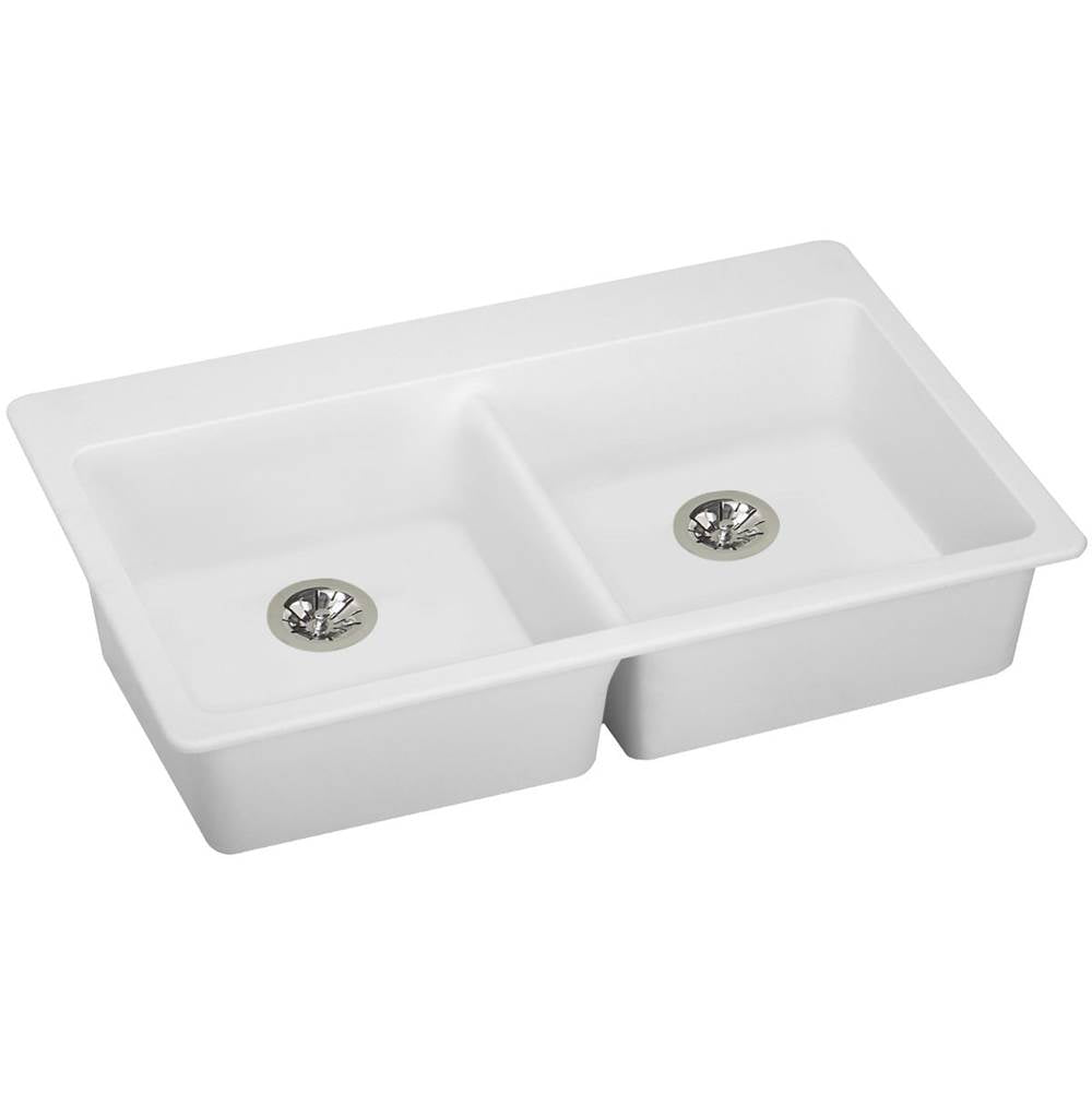 Elkay - Quartz Classic 33'' x 22'' x 5-1/2'' Drop-in ADA Sink with Perfect Drain, White - White