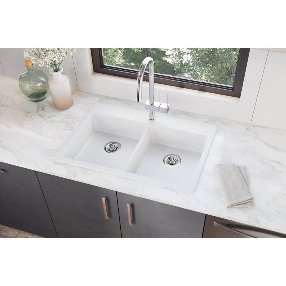 Quartz Classic 33'' x 22'' x 5-1/2'' Drop-in ADA Sink with Perfect Drain, Black