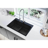 Quartz Classic 33'' x 22'' x 10'' Double Bowl Drop-in Sink with Aqua Divide
