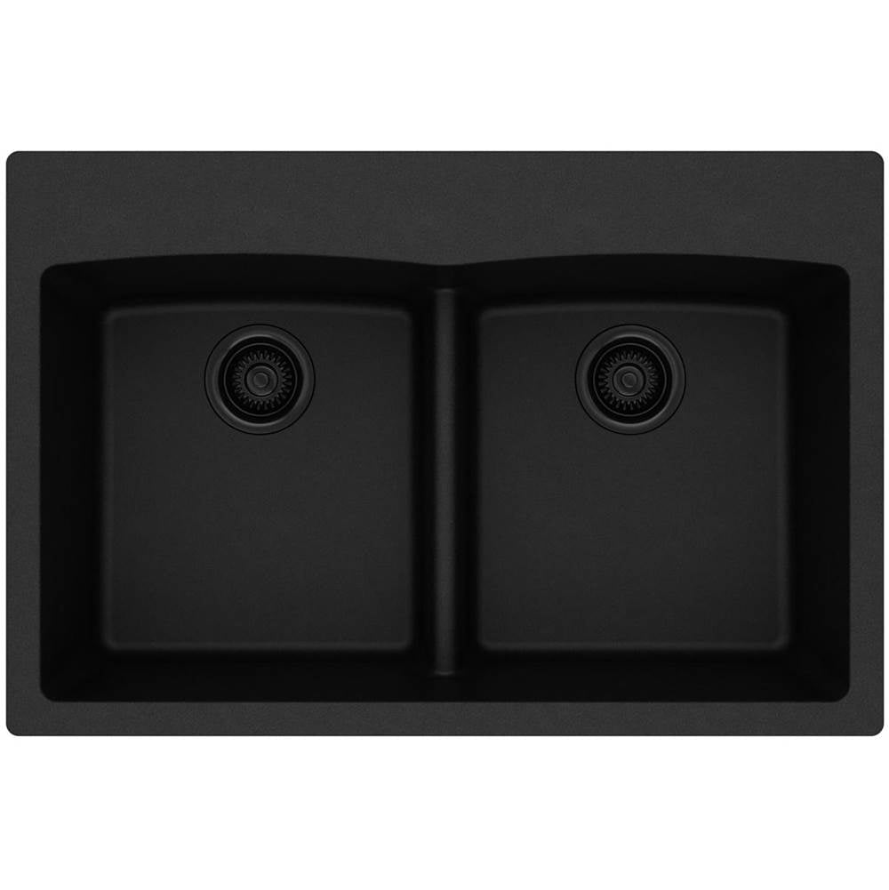 Quartz Classic 33'' x 22'' x 10'' Double Bowl Drop-in Sink with Aqua Divide