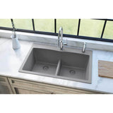 Quartz Classic 33'' x 22'' x 10'' Double Bowl Drop-in Sink with Aqua Divide