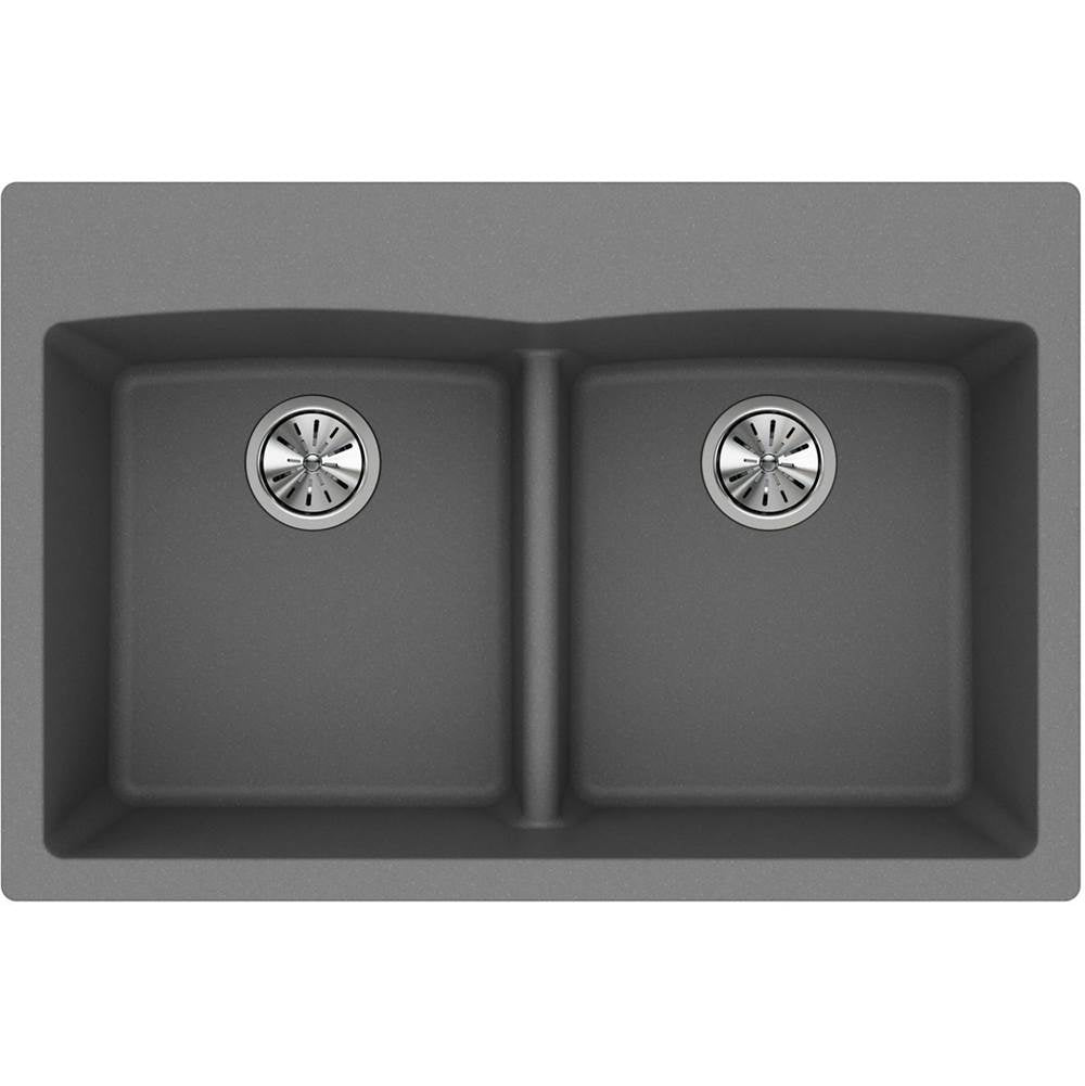Quartz Classic 33'' x 22'' x 10'' Double Bowl Drop-in Sink with Aqua Divide