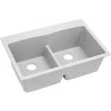 Elkay - Quartz Classic 33'' x 22'' x 10'' Double Bowl Drop-in Sink with Aqua Divide - White