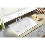 Quartz Classic 33'' x 22'' x 10'' Double Bowl Drop-in Sink with Aqua Divide