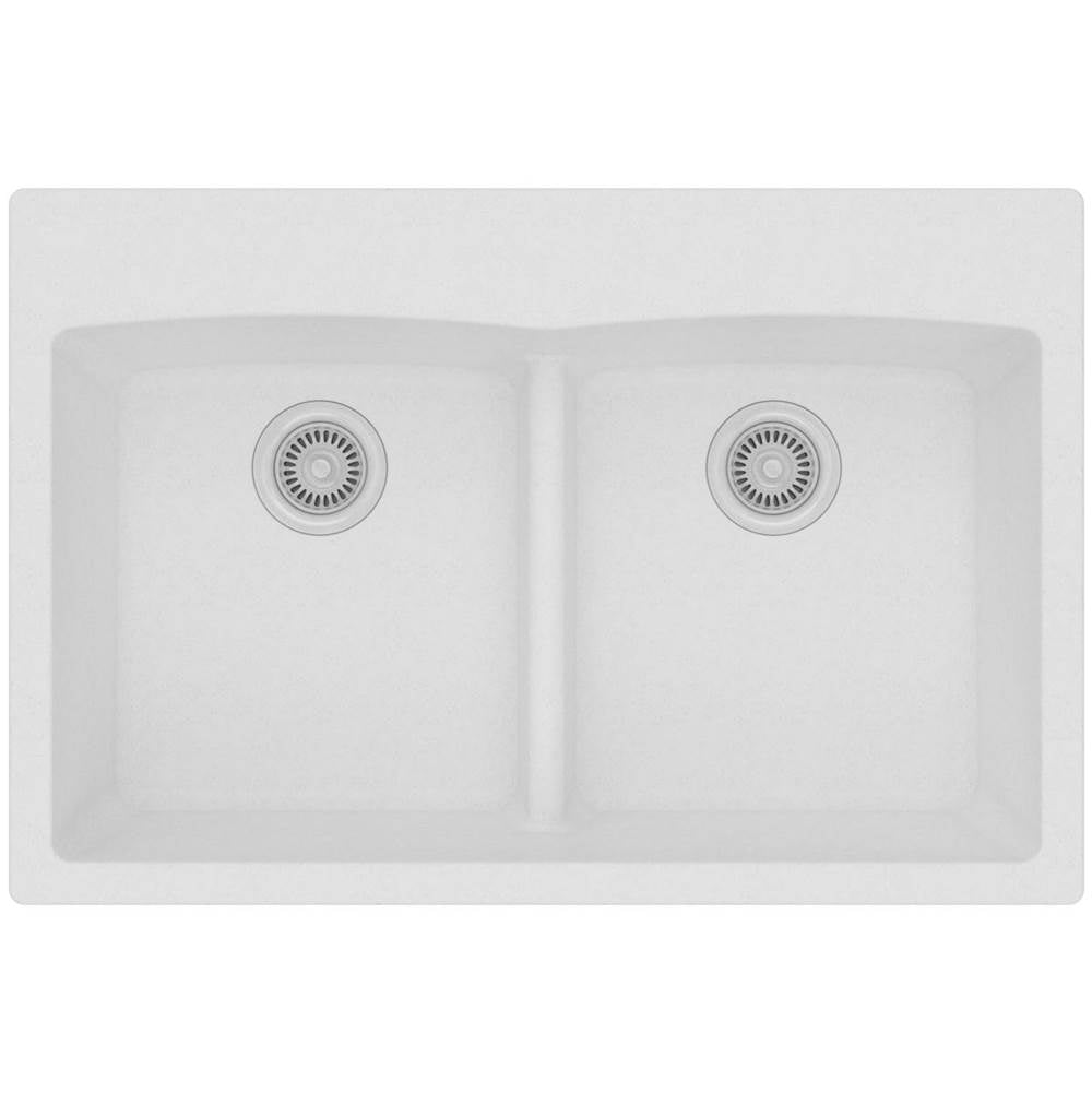 Quartz Classic 33'' x 22'' x 10'' Double Bowl Drop-in Sink with Aqua Divide