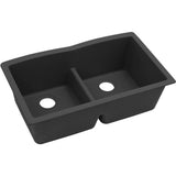Elkay - Quartz Classic 33'' x 19'' x 10'' Double Bowl Undermount Sink with Aqua Divide - Black