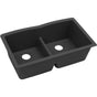 Elkay - Quartz Classic 33'' x 19'' x 10'' Double Bowl Undermount Sink with Aqua Divide - Black