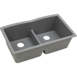 Elkay - Quartz Classic 33'' x 19'' x 10'' Double Bowl Undermount Sink with Aqua Divide, Greystone - Greystone