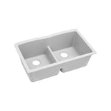 Elkay - Quartz Classic 33'' x 19'' x 10'' Double Bowl Undermount Sink with Aqua Divide - White