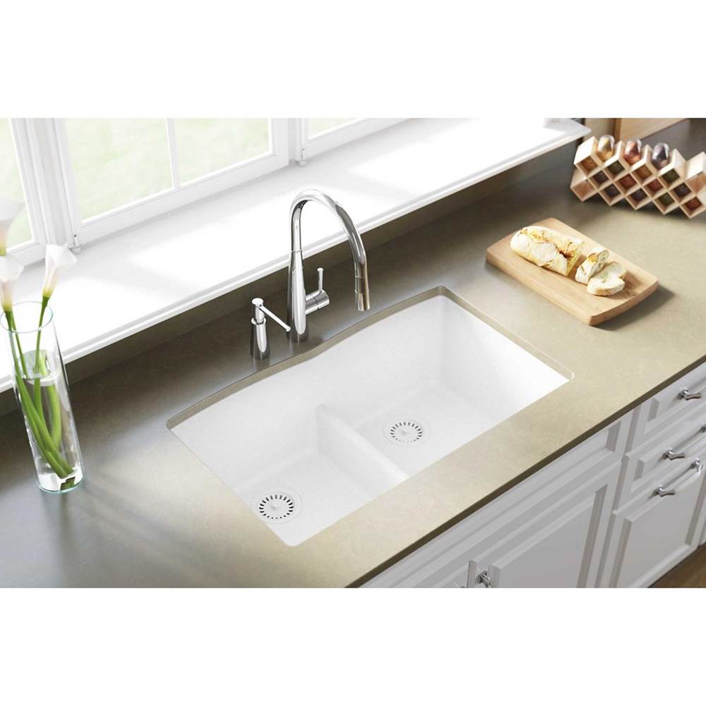 Quartz Classic 33'' x 19'' x 10'' Double Bowl Undermount Sink with Aqua Divide