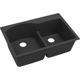 Elkay - Quartz Classic 33'' x 22'' x 10'' Double Bowl Drop-in Sink with Aqua Divide - Black