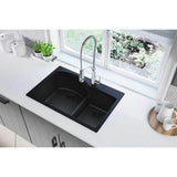 Quartz Classic 33'' x 22'' x 10'' Double Bowl Drop-in Sink with Aqua Divide