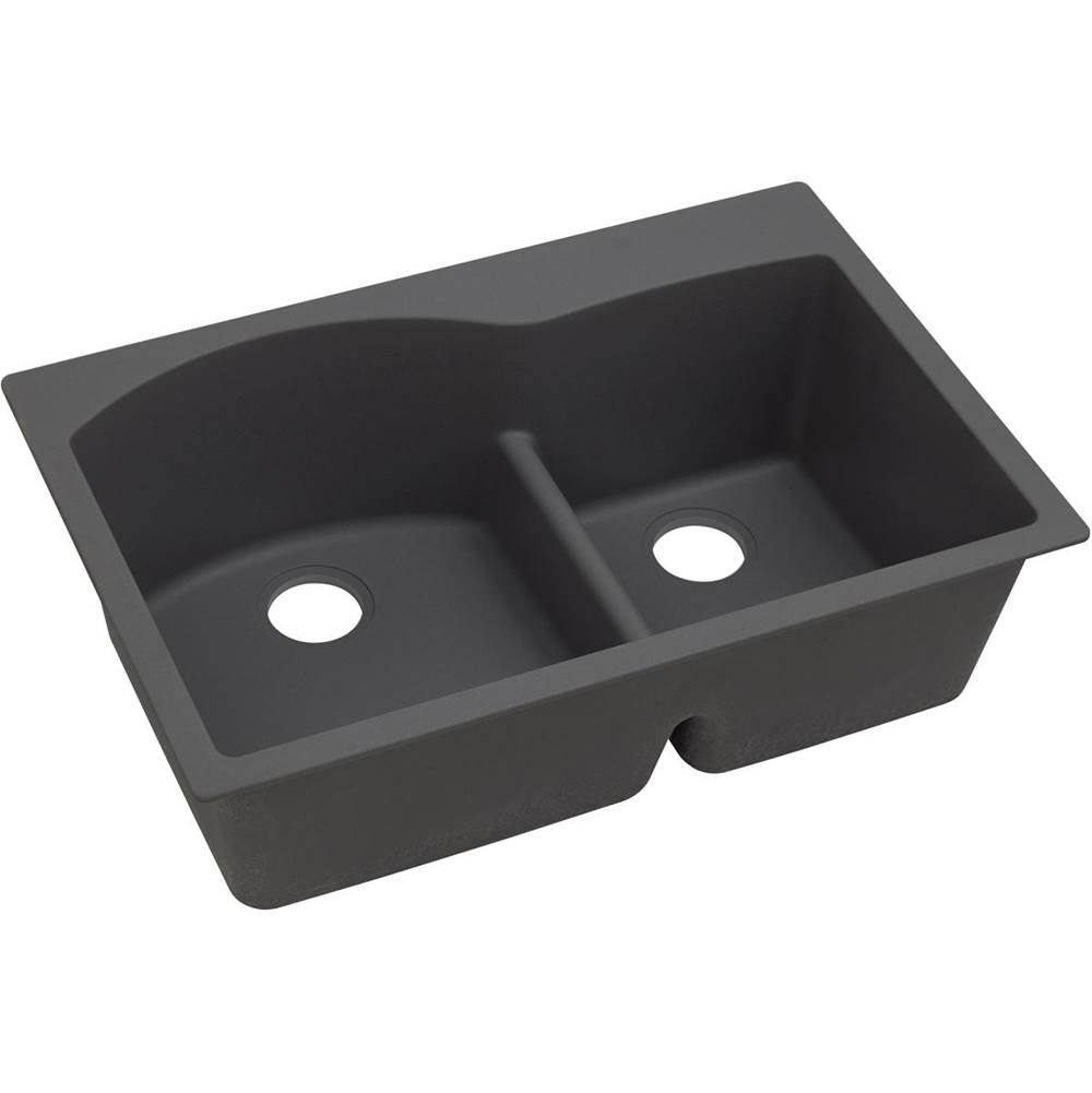 Elkay - Quartz Classic 33'' x 22'' x 10'' Double Bowl Drop-in Sink with Aqua Divide - Dusk Gray