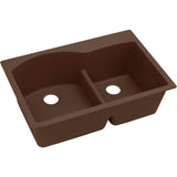 Elkay - Quartz Classic 33'' x 22'' x 10'' Double Bowl Drop-in Sink with Aqua Divide - Mocha