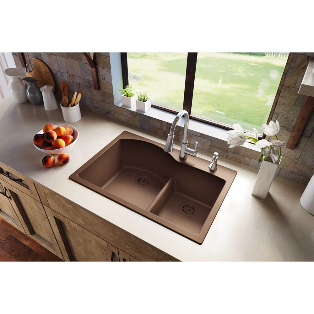 Quartz Classic 33'' x 22'' x 10'' Double Bowl Drop-in Sink with Aqua Divide