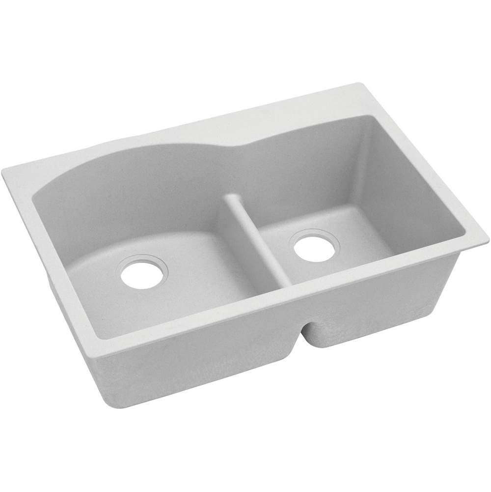 Elkay - Quartz Classic 33'' x 22'' x 10'' Double Bowl Drop-in Sink with Aqua Divide, White - White