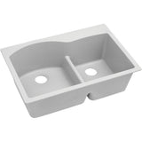 Elkay - Quartz Classic 33'' x 22'' x 10'' Double Bowl Drop-in Sink with Aqua Divide, White - White