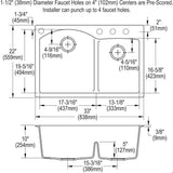 Quartz Classic 33'' x 22'' x 10'' Double Bowl Drop-in Sink with Aqua Divide