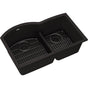 Elkay - Quartz Classic 33'' x 22'' x 10'', Offset 60/40 Double Bowl Undermount Sink Kit with Aqua Divide, Black - Black
