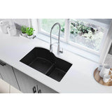 Quartz Classic 33'' x 22'' x 10'' Double Bowl Undermount Sink with Aqua Divide, Black