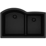 Quartz Classic 33'' x 22'' x 10'' Double Bowl Undermount Sink with Aqua Divide, Black