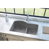 Quartz Classic 33'' x 22'' x 10'' Double Bowl Undermount Sink with Aqua Divide, Black