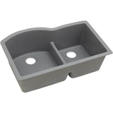 Elkay - Quartz Classic 33'' x 22'' x 10'' Double Bowl Undermount Sink with Aqua Divide, Greystone - Greystone