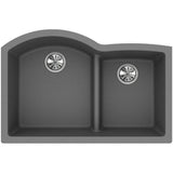 Quartz Classic 33'' x 22'' x 10'' Double Bowl Undermount Sink with Aqua Divide, Black