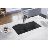 Quartz Classic 33'' x 22'' x 10'' Double Bowl Undermount Sink with Aqua Divide, Black