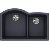 Quartz Classic 33'' x 22'' x 10'' Double Bowl Undermount Sink with Aqua Divide, Black