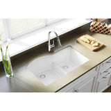 Quartz Classic 33'' x 22'' x 10'' Double Bowl Undermount Sink with Aqua Divide, Black