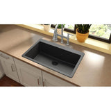 Quartz Classic 33'' x 20-7/8'' x 9-7/16'' Single Bowl Drop-in Sink, Black