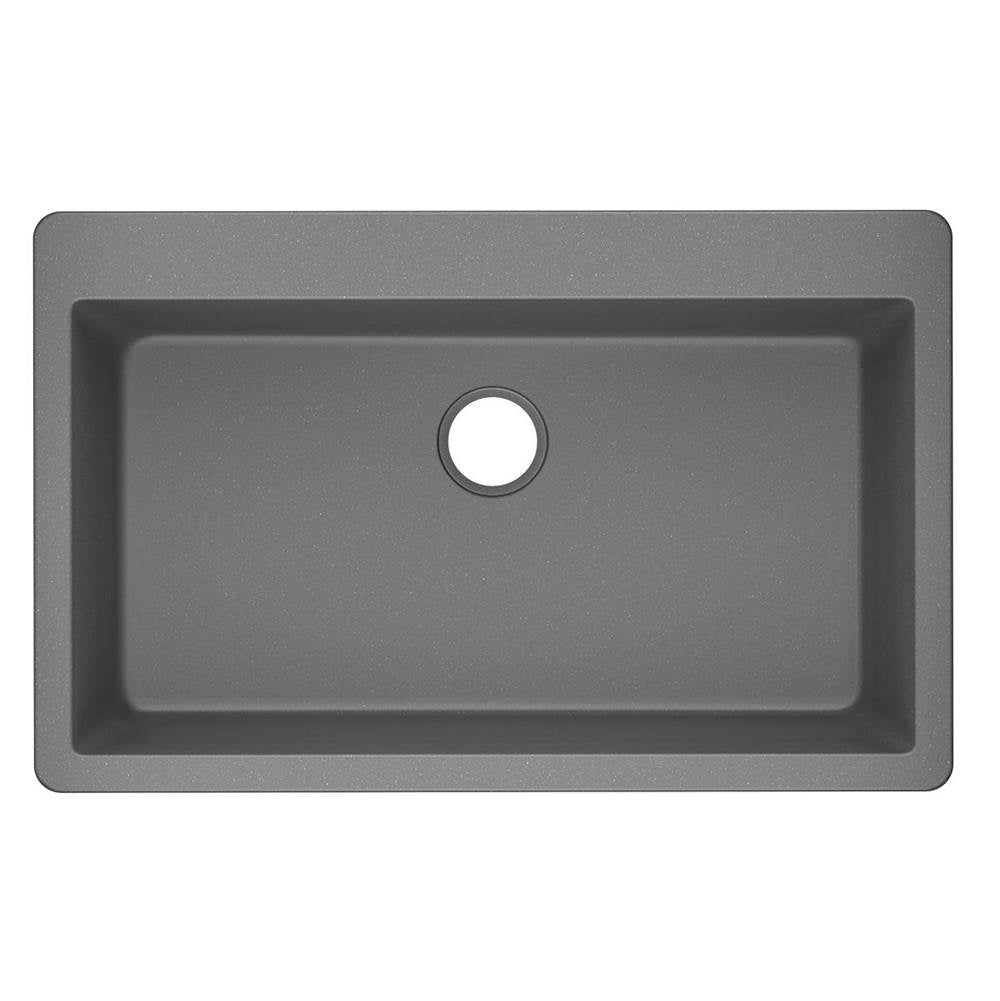 Quartz Classic 33'' x 20-7/8'' x 9-7/16'' Single Bowl Drop-in Sink, Black