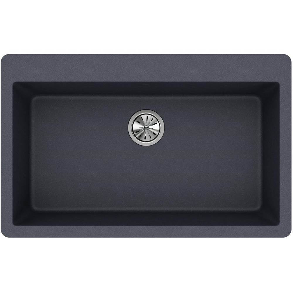Quartz Classic 33'' x 20-7/8'' x 9-7/16'' Single Bowl Drop-in Sink, Black