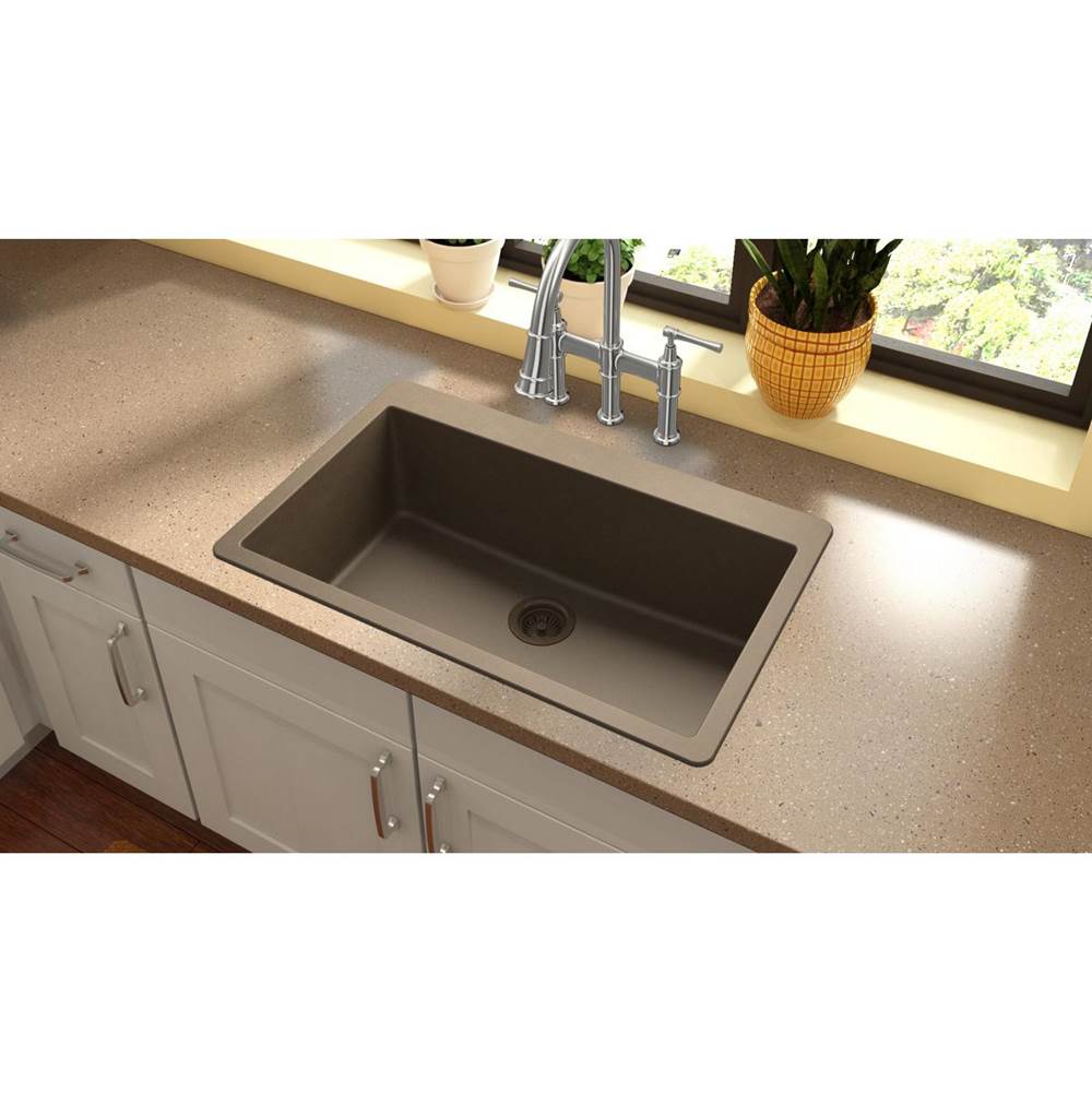 Quartz Classic 33'' x 20-7/8'' x 9-7/16'' Single Bowl Drop-in Sink, Black