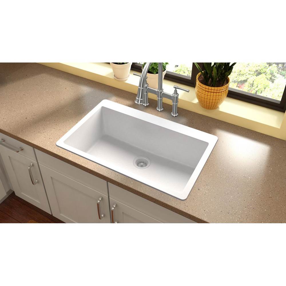 Quartz Classic 33'' x 20-7/8'' x 9-7/16'' Single Bowl Drop-in Sink, Black