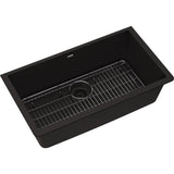 Elkay - Quartz Classic 33'' x 18-7/16'' x 9-7/16'', Single Bowl Undermount Sink Kit, Black - Black