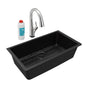 Elkay - Quartz Classic 33'' x 18-7/16'' x 9-7/16'', Single Bowl Undermount Sink Kit with Filtered Faucet, Black - Black