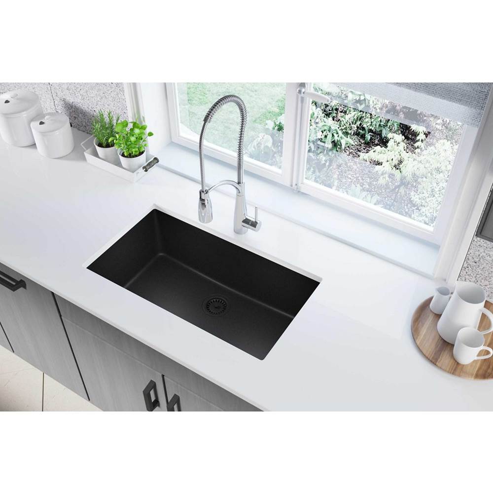 Quartz Classic 33'' x 18-7/16'' x 9-7/16'' Single Bowl Undermount Sink, Black