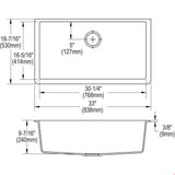 Quartz Luxe 33'' x 18-7/16'' x 9-7/16'' Single Bowl Undermount Sink Caviar