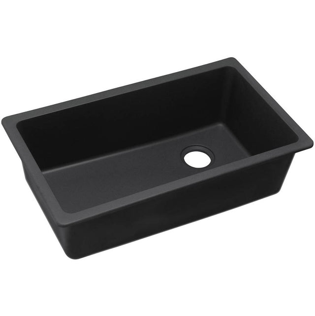Elkay - Quartz Classic 33'' x 18-3/4'' x 9-1/2'' Single Bowl Undermount Sink, Black - Black
