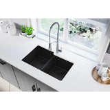 Quartz Classic 33'' x 20-1/2'' x 9-1/2'' Double Bowl Undermount Sink, Black
