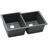 Elkay - Quartz Classic 33'' x 20-1/2'' x 9-1/2'' Double Bowl Undermount Sink, Black - Black