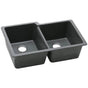 Elkay - Quartz Classic 33'' x 20-1/2'' x 9-1/2'' Double Bowl Undermount Sink, Black - Black