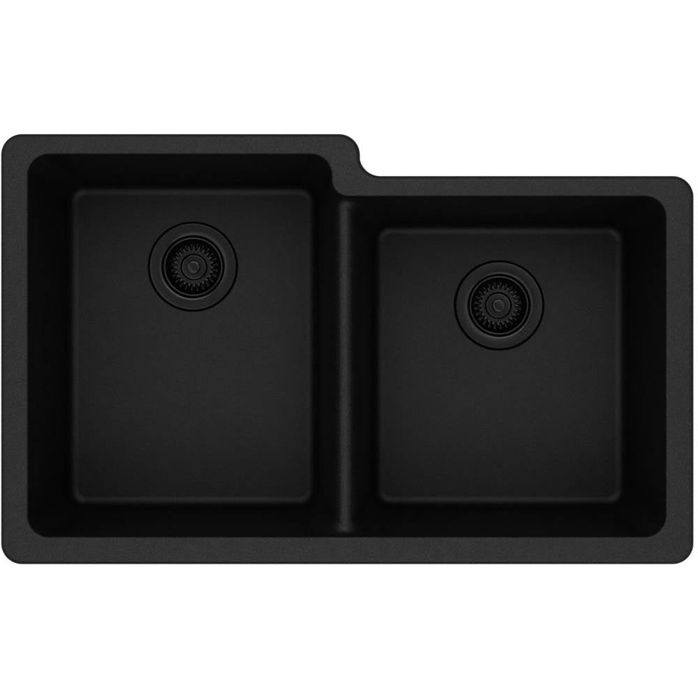 Quartz Classic 33'' x 20-1/2'' x 9-1/2'' Double Bowl Undermount Sink, Black