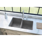 Quartz Classic 33'' x 20-1/2'' x 9-1/2'' Double Bowl Undermount Sink, Black