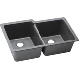 Elkay - Quartz Classic 33'' x 20-1/2'' x 9-1/2'' Double Bowl Undermount Sink, Greystone - Greystone