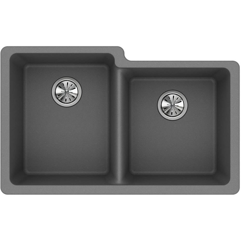 Quartz Classic 33'' x 20-1/2'' x 9-1/2'' Double Bowl Undermount Sink, Black